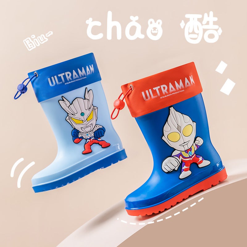 Genuine Ultraman Tiga Children'S Cartoon Rain Boots Boys' Non-Slip Mid-Tube Water Shoes Zero Primary School Students' Rain Boots - Image 4